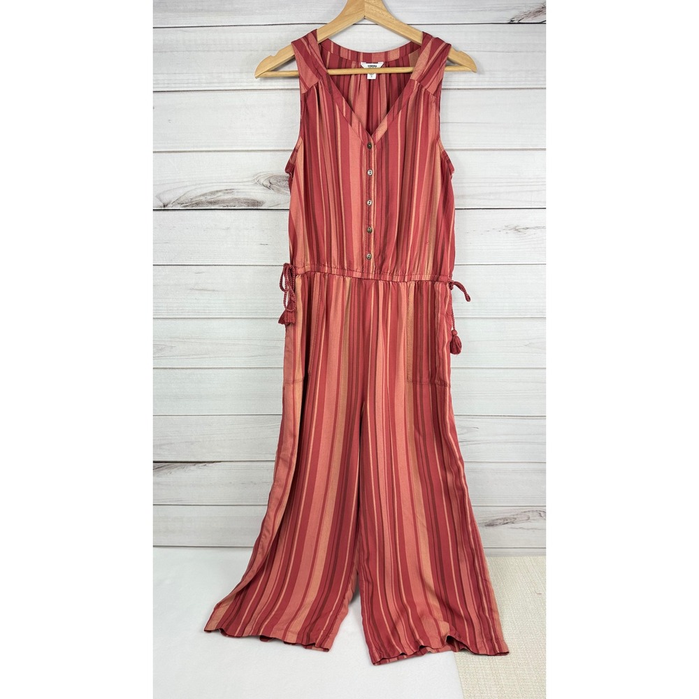 SONOMA Goods for Life Striped Sleeveless Jumpsuit Wide Leg Tassel Waist S Boho‎
